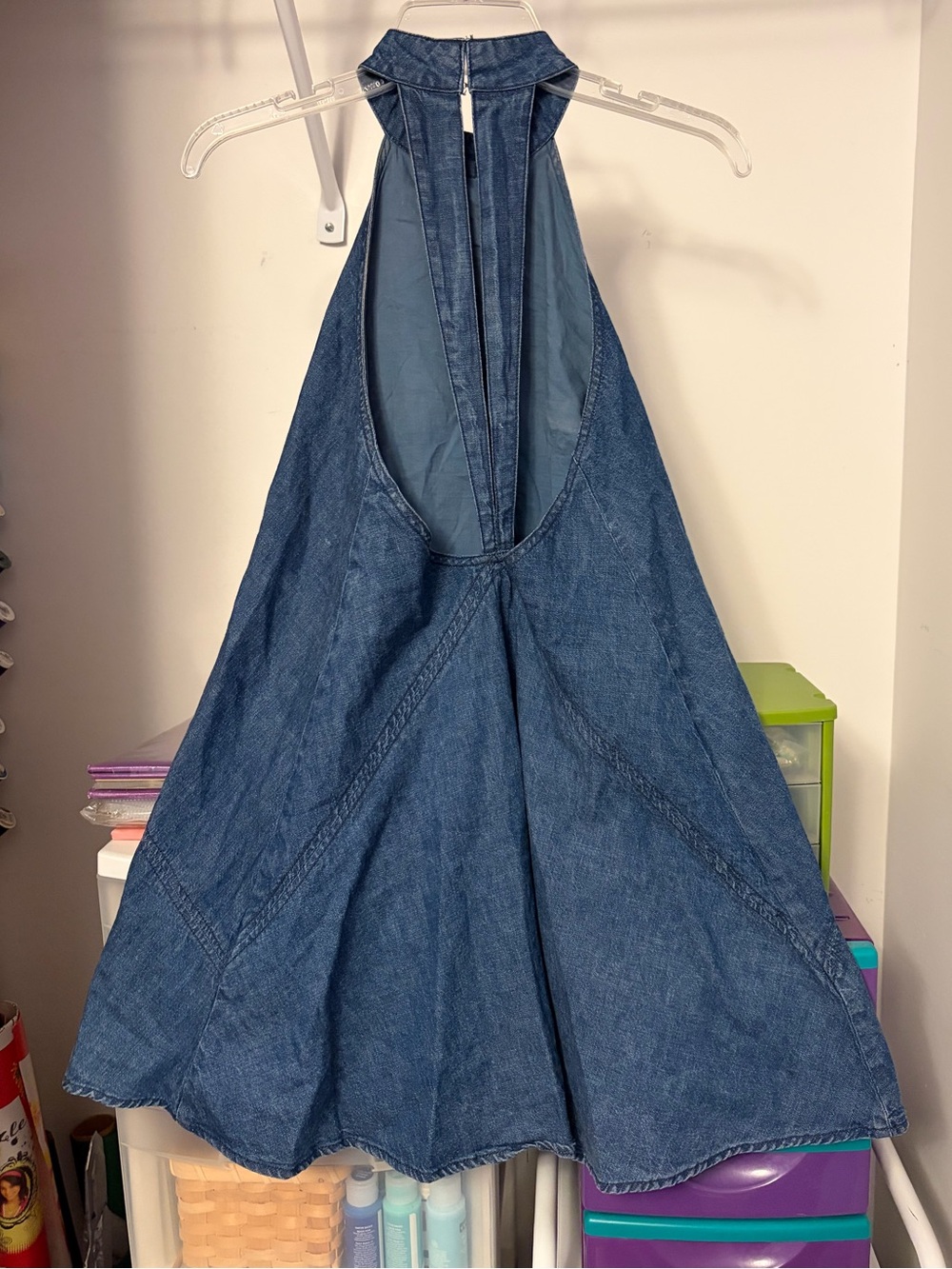 Free People Denim high neck & backless mini dress - Picture 4 of 8